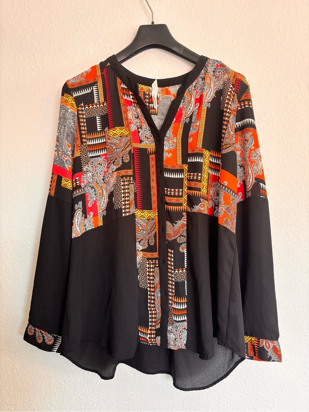 Boho Paisley & Geometric Hi-Low Tunic Top | XL | Collective Concepts